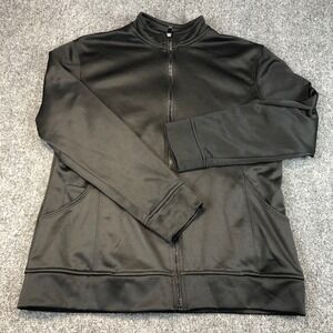 Urbane Performance Black Track Jacket Full Zip Mock Neck Pockets Athletic Medium